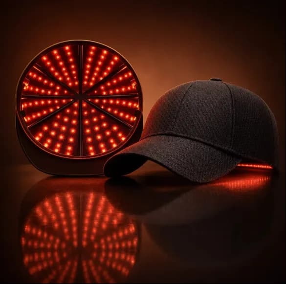 LumaCrown red light therapy cap and LED disc